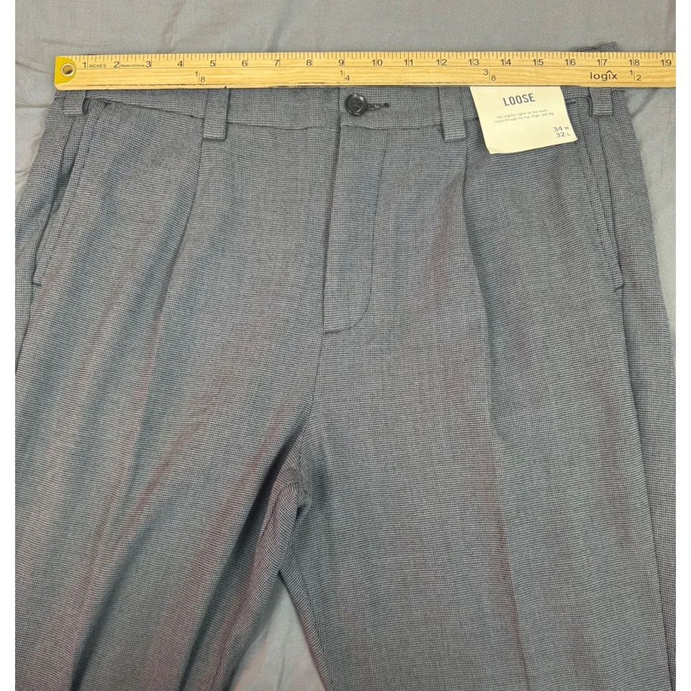 Abercrombie & Fitch Mens Loose Fit Grey Micro Pattern Trousers Pants ~35x30 NWT